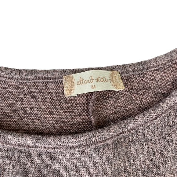 Altar'd State Womens Grey/pink Sweater Soft - Size M Double Ruffle Long Sleeves. - Picture 6 of 13